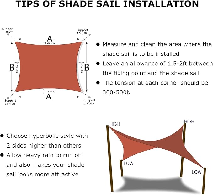 KANAGAWA 7'X10' Rust Red Custom Size Sun Shade Sail Rectangle UV Block Canopy Cover for Patio Backyard Lawn Garden Outdoor (Customized Available)