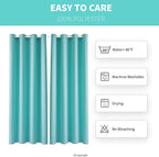Waterproof Outdoor Curtain W52 x L63 - Grommet Top Sunlight Blocking Window Treatment Drapes Blackout Curtains for Home Bedroom Living Room Outdoor Patio Porch Pergola (Teal Blue, 2 Panels)