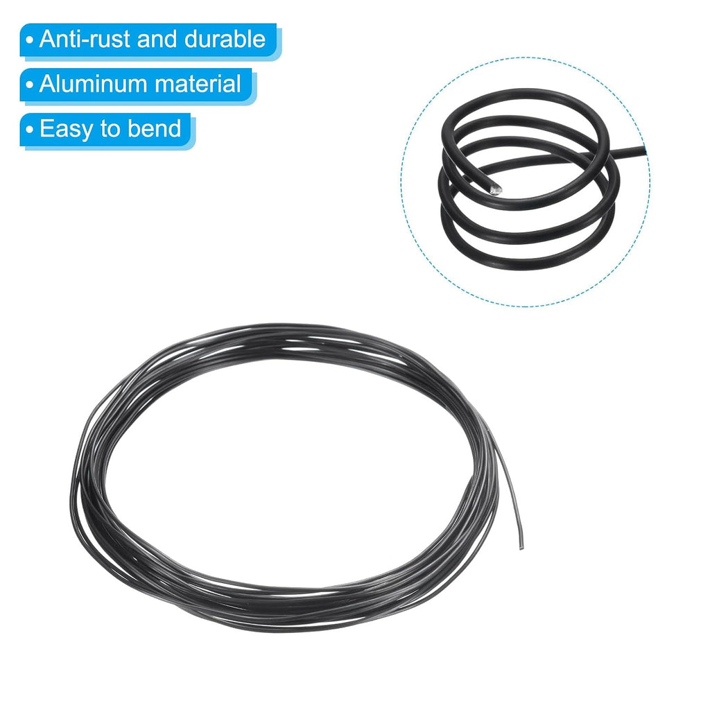 PATIKIL 1mm Bonsai Training Wire, 1 Roll Floral Wire Stems Anodized Aluminum Tree Wire 16.4 Feet Total for Gardening Branch Fixing, Black