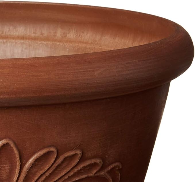 PSW Pot Collection TA30TC 12-inch Plastic/Stone/Wood Composite Bulb Pan Planter – No Drainage Hole (Drillable), Shallow Indoor/Outer Pot for Succulents, Bonsai, Fairy Gardens, Herbs, Terra Cotta Color