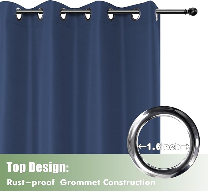 HolidayIdeas Outdoor Curtains for Patio Waterproof, 6 Panels - 54x95 Inches - Weatherproof Privacy Outsides Curtains for Cabana Porch Pergola, Sunlight & UV Blocking (Navy, Grommet Top)