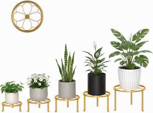 5 Pack Metal Outdoor Plant Stand Heavy Duty Plant Pot Stands for Indoor and Outdoor Round Flower Pot Support Rack for Multiple Display Pot Rack