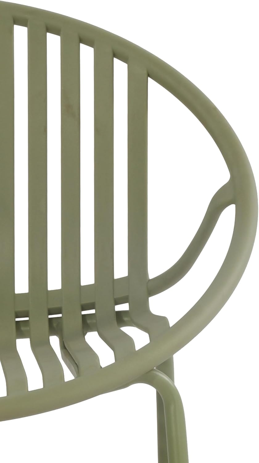 Christopher Knight Home Set of 2 Tita Modern Patio Outdoor Dining Chairs, Stacking Chair, Outside Dinner,Garden/Balcony/Poolside Stackable Accent Chairs,Metal Legs,Plastic Cutout Backrest, Green
