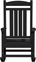 KINGYES Outdoor Rocking Chair Set of 2, High Density Polyethylene Patio Rocking Chairs with 330lbs Support for Adults, Black