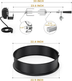 onlyfire Black Coated Steel Charcoal Kettle Rotisserie Ring Kit | Fits for Weber 22" Kettle Grills and Other Similar Grills, Turns Your Kettle Into A Chicken Roaster