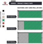 chain link fence privacy tape (emerald green), front angle view