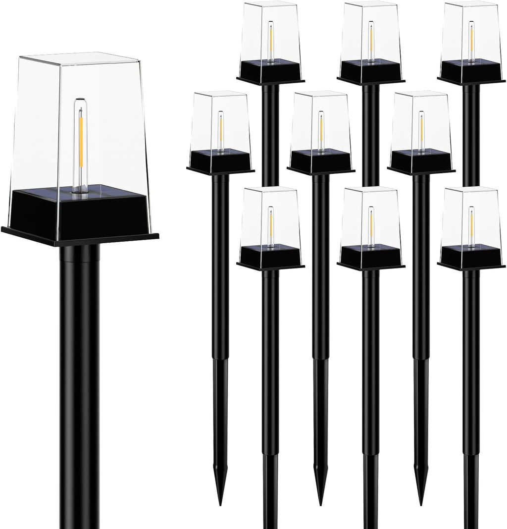 Solar Pathway Lights Outdoor 10 Pack, Solar Garden Lights Warm White 4 Lighting Modes, Solar Path Lights Auto On/Off, Landscape Lighting for Yard Walkway Driveway Patio Lawn Decor