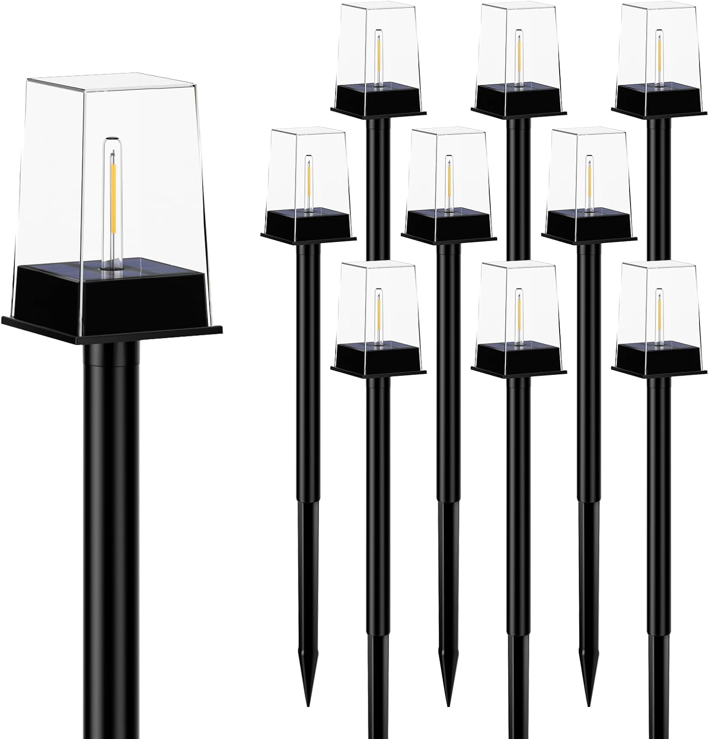 Solar Pathway Lights Outdoor 10 Pack, Solar Garden Lights Warm White 4 Lighting Modes, Solar Path Lights Auto On/Off, Landscape Lighting for Yard Walkway Driveway Patio Lawn Decor