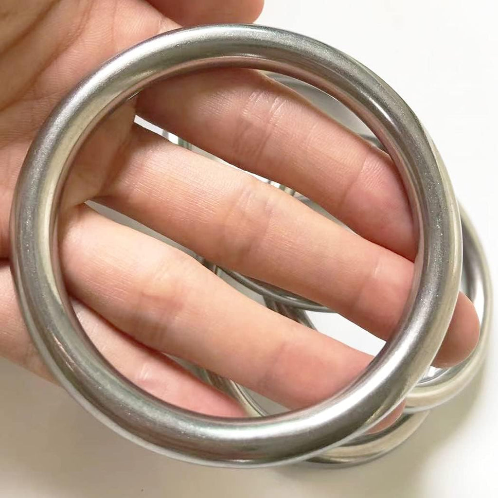 2.5" Metal O-Ring, 4 Pack 304 Seamless Welding Stainless Steel Rings Heavy Duty Smooth Solid Multi-Purpose Big Ring for for Crafts, 8mm x 50mm