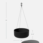 Veradek Mason Series Hanging Kona Planter - Round Planter for Outdoor Balcony/Patio | Made from Plastic-Stone Composite with Hanging Attachment | Modern Décor for, Flowers, Succulents, Small Plants