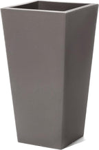 Step2 Tremont Tall Square Tapered Planter, Large Planters for Outdoor Plants, Gardening and Flower Pot for Patio or Porch, Efficient Drainage, Durable Plastic, Dark Cedar, 2-Pack