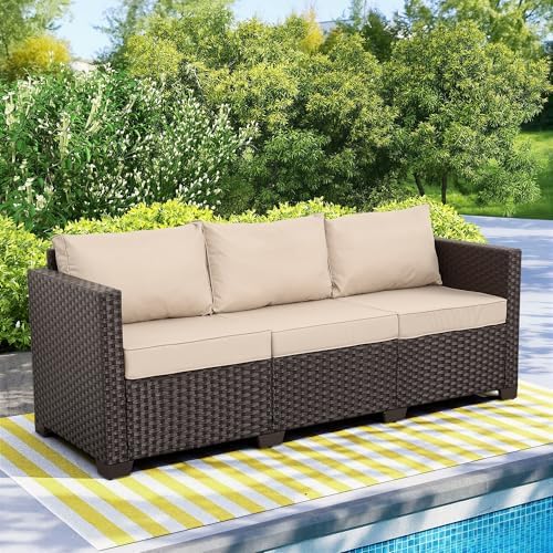 waroom patio couch pe rattan 3-seat outdoor sofa shown in use