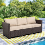 waroom patio couch pe rattan 3-seat outdoor sofa shown in use