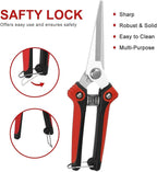 Gardening Scissors Hand Pruner Pruning Shear with Straight Stainless Steel Blades, Flower Cutter Garden Clippers, 8.1 Inch (Red)