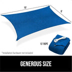 GORILLA GRIP Heavy Duty Sun Shade, UV Protection Fade Tear and Rust Resistant Rectangle Sunshade Canopy, Curved Edges Blocks Sunlight, Breathable Sail, Outdoor Patio, Lawn Garden, 8x10 FT Blue