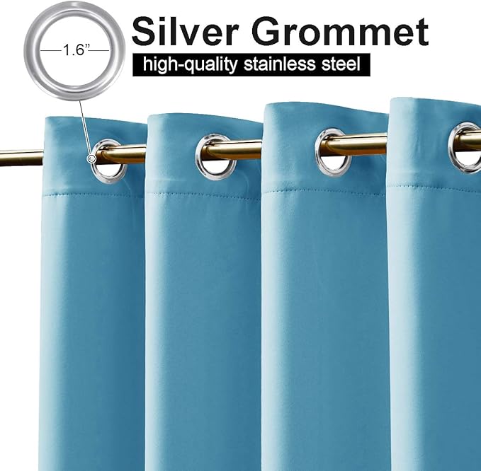 NICETOWN Outdoor Curtain for Patio Extra Long 120" L, Waterproof & Windproof Top and Bottom Rusrproof Grommets Block The Sun & Heat, Privacy Protect for Cabana/Porch, 52" W, 1 Panel, Teal Blue