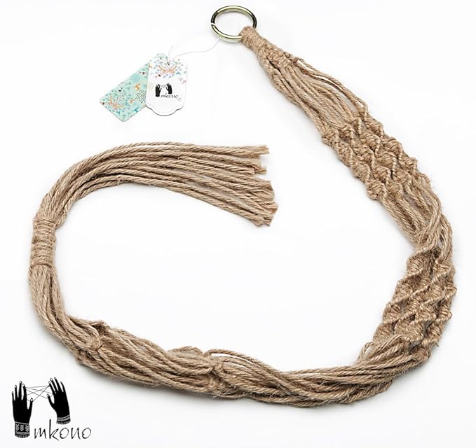 Mkono 2 Pack Macrame Plant Hangers Indoor Hanging Planter Basket Decorative Flower Pot Holder Jute Rope for Indoor Outdoor Home Decor 4 Legs 40 Inch, Brown
