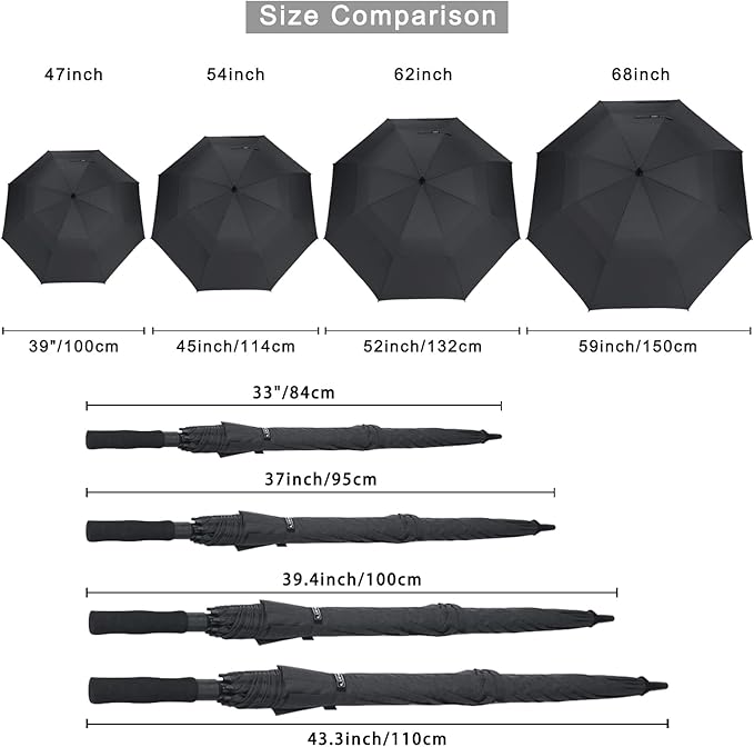G4Free 47/54/62/68/72 Inch Automatic Open Golf Umbrella Oversize Extra Large Double Canopy Vented Windproof Waterproof Stick Umbrellas