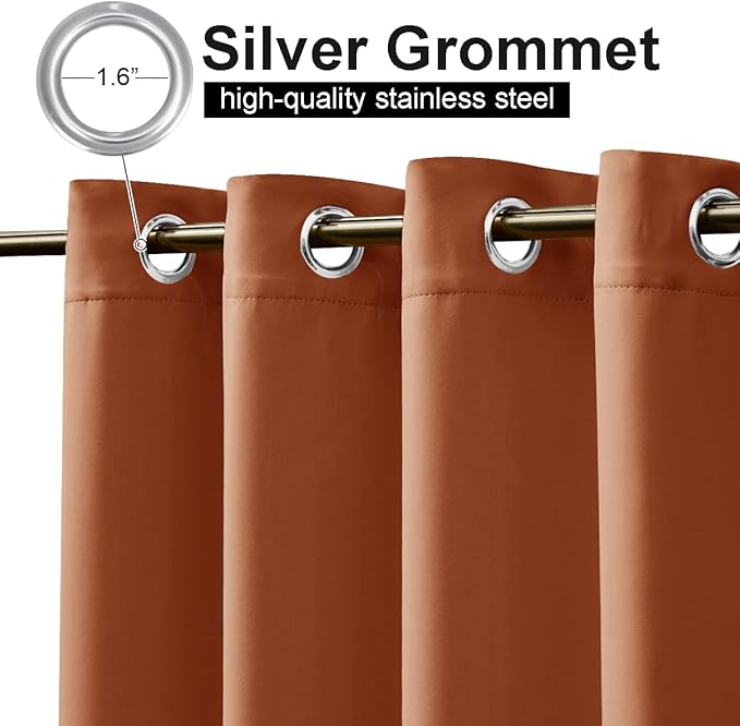 NICETOWN 2 Panels Outdoor Curtains Waterproof, Thermal Insulated Rustproof Grommet Blackout Indoor Outdoor Curtains Window Treatments for Cabana/Cottage, Mecca Red, W52 by L72