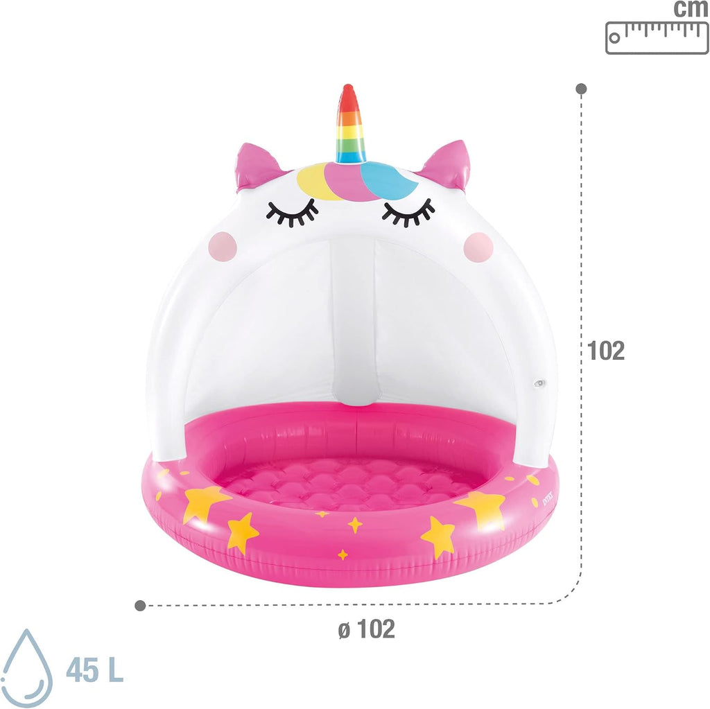 Intex 58438 Unicornium Inflatable Pool with Inflatable Ceiling and Floor, Baby Pool, Measures 40" in Diameter and 40" high, Includes Repair Patch, 45 Liter Capacity.