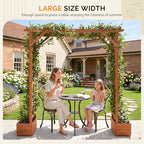 vingli wooden garden arbor with planter, wedding arch, side view