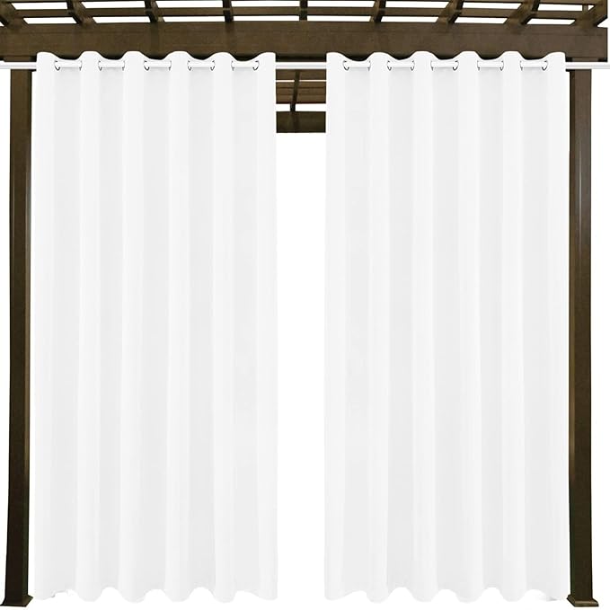 Water Proof Outside Curtains with Grommet Top for Porch, W84 x L120 Thermal Insulated Washable Light Block Outdoor Divider Drapes for Patio Gazebo Deck Pool Area Pergola Cabana (2 Panels)