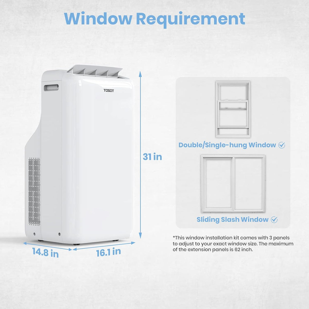 tosot 14,000 btu wifi portable air conditioner, aomi on a desk or shelf