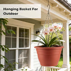 Hanging Planters 11 Inch, 3 Pcs Flower Pots with Drainage Hole, Self Watering Hanging Basket for Indoor Outdoor Plants, Decor, Pottery Red