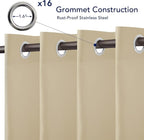 PureFit Outdoor Curtains for Patio Waterproof Weatherproof, UV Resistant Outside Curtains for Gazebo, Front Porch, Pergola, Sun Blocking Privacy Curtain, 120W x 108L inch, 1 Panel, Beige