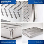 BBQ Grill Pan for Vegetables, Grill Topper Stainless Steel BBQ Wok with Handles Professional Cookware Grill Accessories for Barbecue Grills Outdoor Cooking