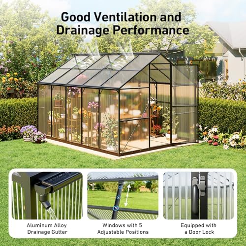 8x10 ft greenhouse with hygrometer, windproof warm plant on a desk or shelf