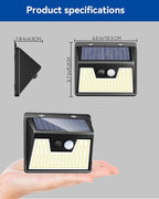 Peasur 2 Pack Solar Lights Outdoor Motion Sensor, 140 LED Solar Powered Fence Wall Light Waterproof, 3 Modes Solar Security Lighting for Outside Yard Deck Garden Stair Step