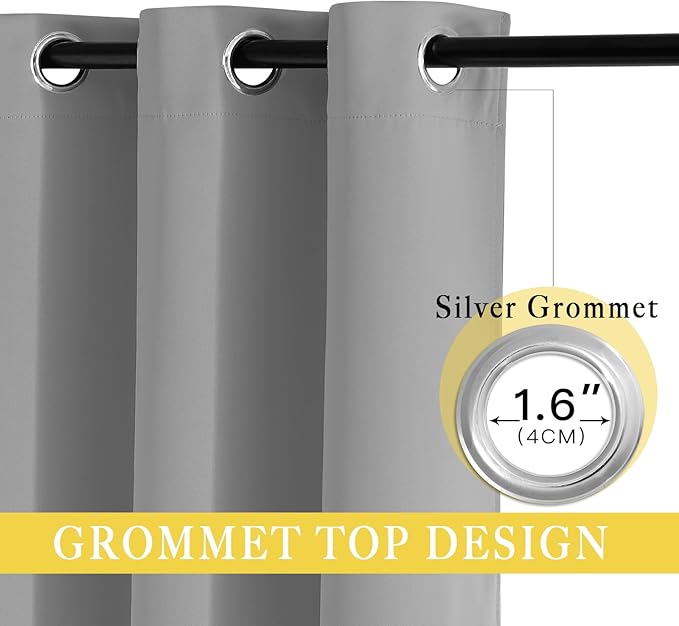 NICETOWN Blackout Sliding Door Curtain for Living Room, Grommet Room Divider Curtain Privacy Thermal Insulated Sound Reducing Window Treatment for Bedroom (1 Panel, Silver Grey, W80 x L108)