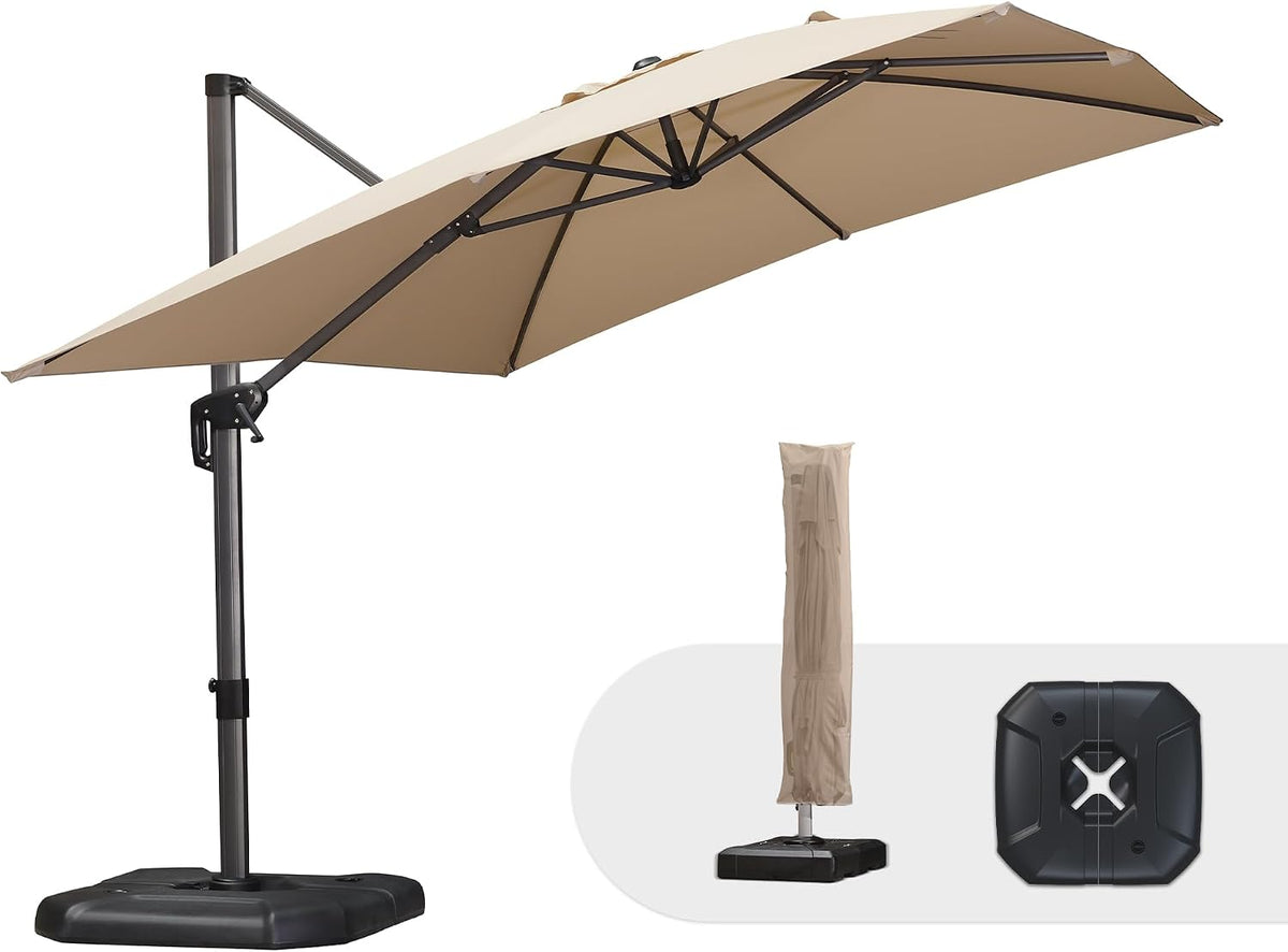 purple leaf patio umbrella with base and cover, main product view