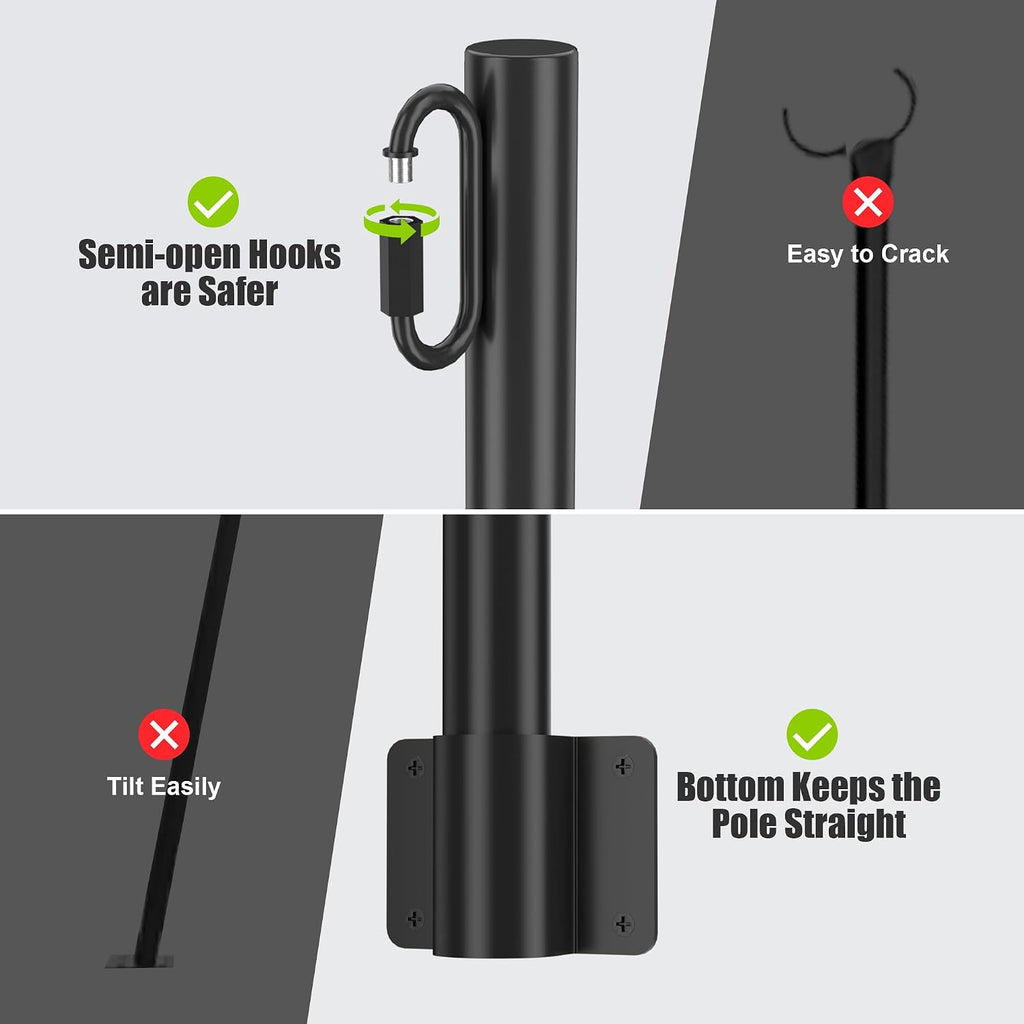 Suchtale 8-Pack String Light Poles, 1.3 FT Fence Mount Posts, Black | Wall-Mount Brackets Secure To Fences, Deck Rails Or Wood Posts. Clips Hold String Lights For Patios, Gardens And Parties.