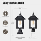 Solar Post Light Outdoor, Upgraded ST4342Q Dusk to Dawn Solar Lamp Post Light with Pier Mount Base Bright Sandy Colored LED, Waterproof Aluminum Fence Pole Lights for Gates Yard Path Garden