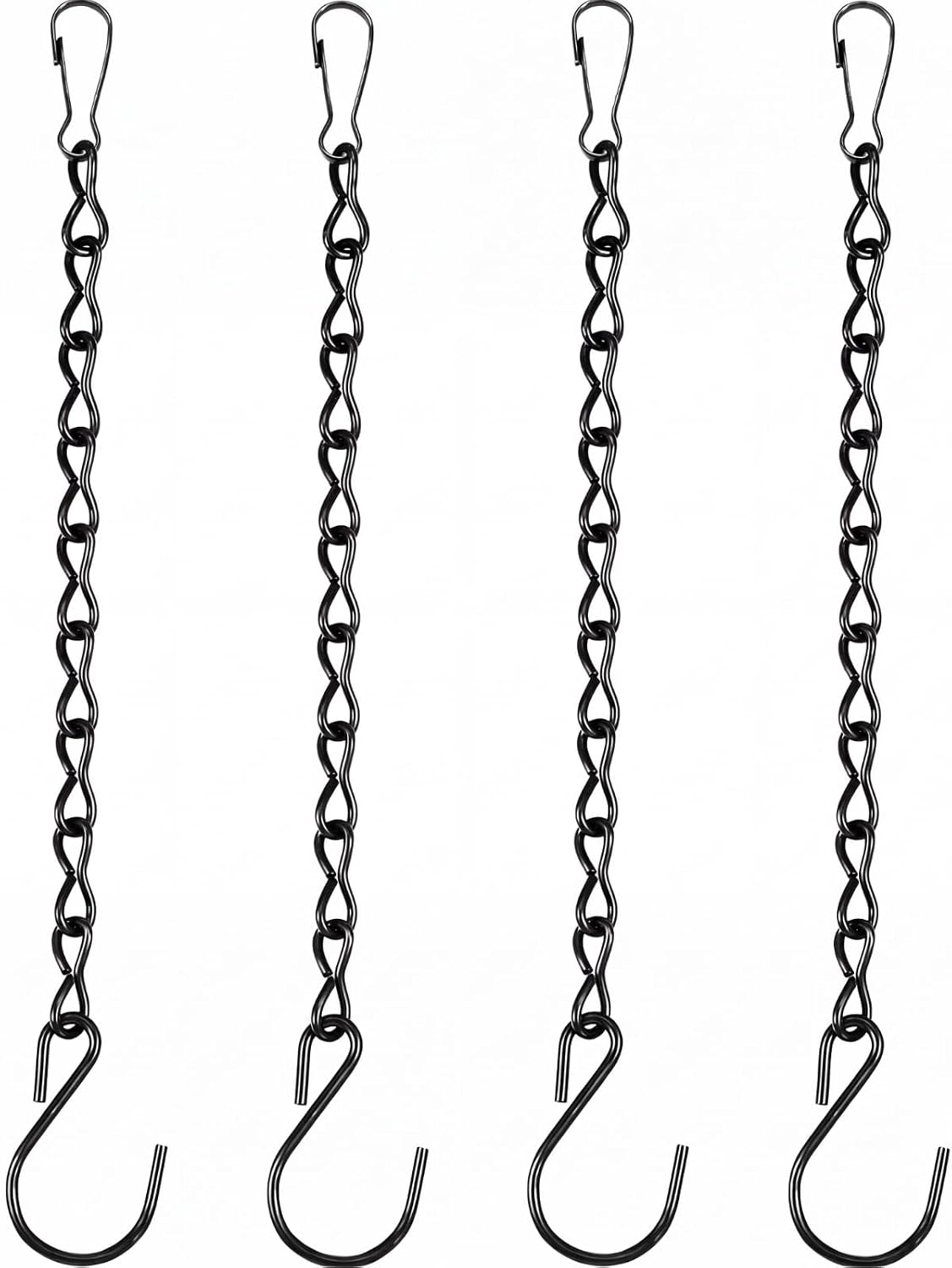Outus 4 Pack 23.6 Inch Black Hanging Chain for Bird Feeders, Planters, Lanterns, Wind Chimes, Decorative Ornaments and Birdbaths Basket Extender Chain Outdoor Indoor
