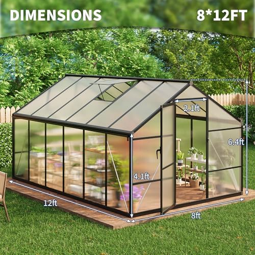 idealhouse 8×12 ft greenhouse, large walk in greenhouses shown in use