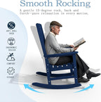 Oversized Rocking Chair, Outdoor Rocking Chair for Adults, All Weather Resistant Porch Rocker for Lawn Garden, Navy Blue