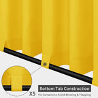 Easy-Going Outdoor Patio Curtains Detachable Tab Top Windproof Weatherproof Curtain for Cabana, Porch, Pergola and Gazebo, Tab Bottom Drape, 2 Panels, 110W x 96L inch, Yellow