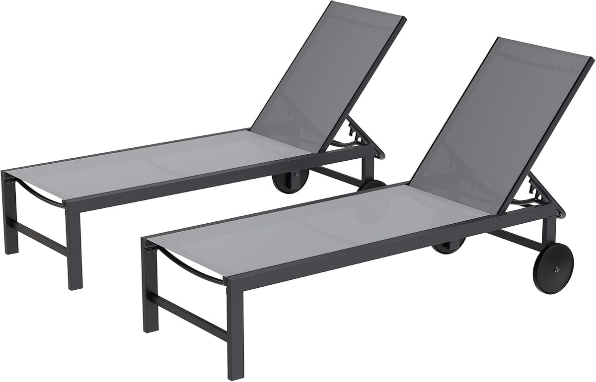 shintenchi 2 pcs outdoor chaise lounges chair with, main product view