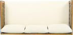 Merax Outdoor Acacia Wood Conversation Set - Patio 3-Seat Loveseat Sofa w/Coushion and Round Coffee Table for Backyard, Lawn, Balcony, Beige +Teak