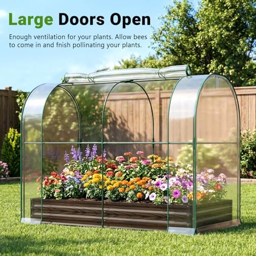 docred galvanized raised garden bed with pvc cover, close-up detail