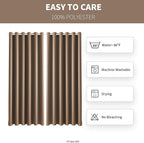Waterproof Outdoor Curtain W84 x L120 - Grommet Top Sunlight Blocking Window Treatment Drapes Blackout Curtains for Home Bedroom Living Room Patio Pergola Cabana Gazebo (Camel Brown, 2 Panels)