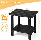 Adirondack Outdoor Side Table, 2-Tier Sturdy Patio End Table Weather Resistant, 16.5" Solid Side Table for Patio, Pool, Porch