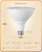 EDISHINE Flood Light Bulbs, PAR38 LED Outdoor Flood Light Bulbs, 120W Equivalent Dimmable Waterproof for Patio Yard Porch Driveway Garage, 3000K Warm Light 18W 1800LM E26 Base, 4 Pack, ETL Listed