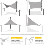 Artpuch Waterproof Sun Shade Sail, 12'x16' Light Grey Rectangular, UV Resistant Rain Canopy, Curved Edges Shade Cloth for Outdoor Patio, Deck, Yard (Customizable)