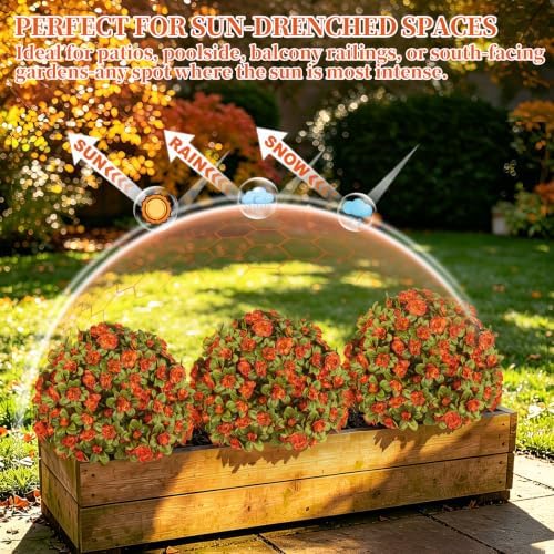 grooy 2 pack artificial fall azlea flower topiary, close-up detail