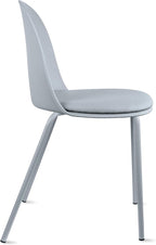 2xhome Modern Stackable Armless Dining Chair | Plastic Shell Seat with Metal Legs | Indoor or Outdoor Use | Home Kitchen Patio (1, Grey, Padded Seat)