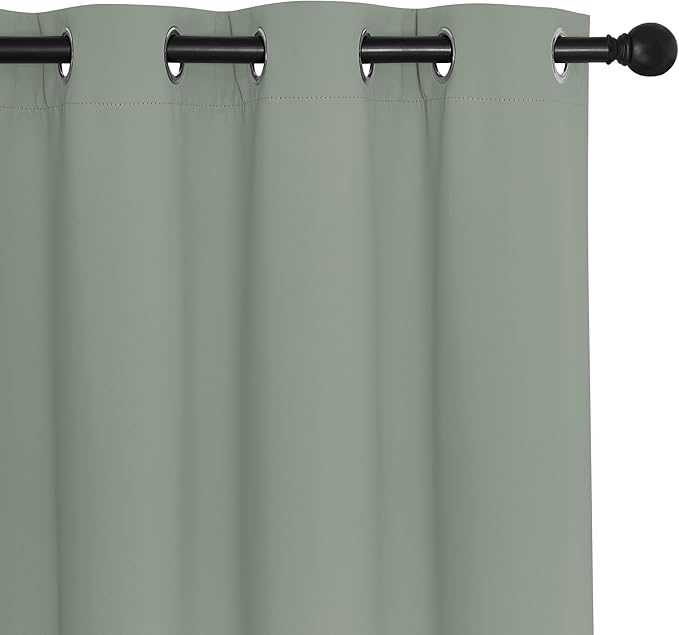 NICETOWN Blackout Curtains & Drapes - Privacy Thermal Efficiency Backdrop Curtains for Bedroom Room Divider Living Room Patio Sliding Glass Door, Wide 80 x Long 144 inch, Sage Green, 1 Panel